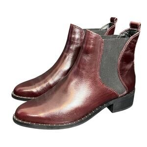 L'Intervalle Aversa Bordeau Leather Burgundy Maroon Booties Womens Shoes Size 38